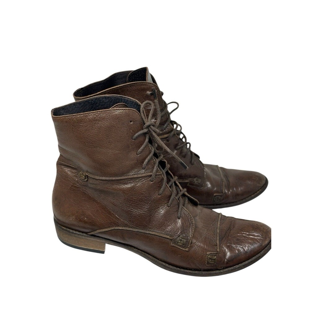Charles David Leather Lace-up Combat Boots sz 9 made in italy distress look